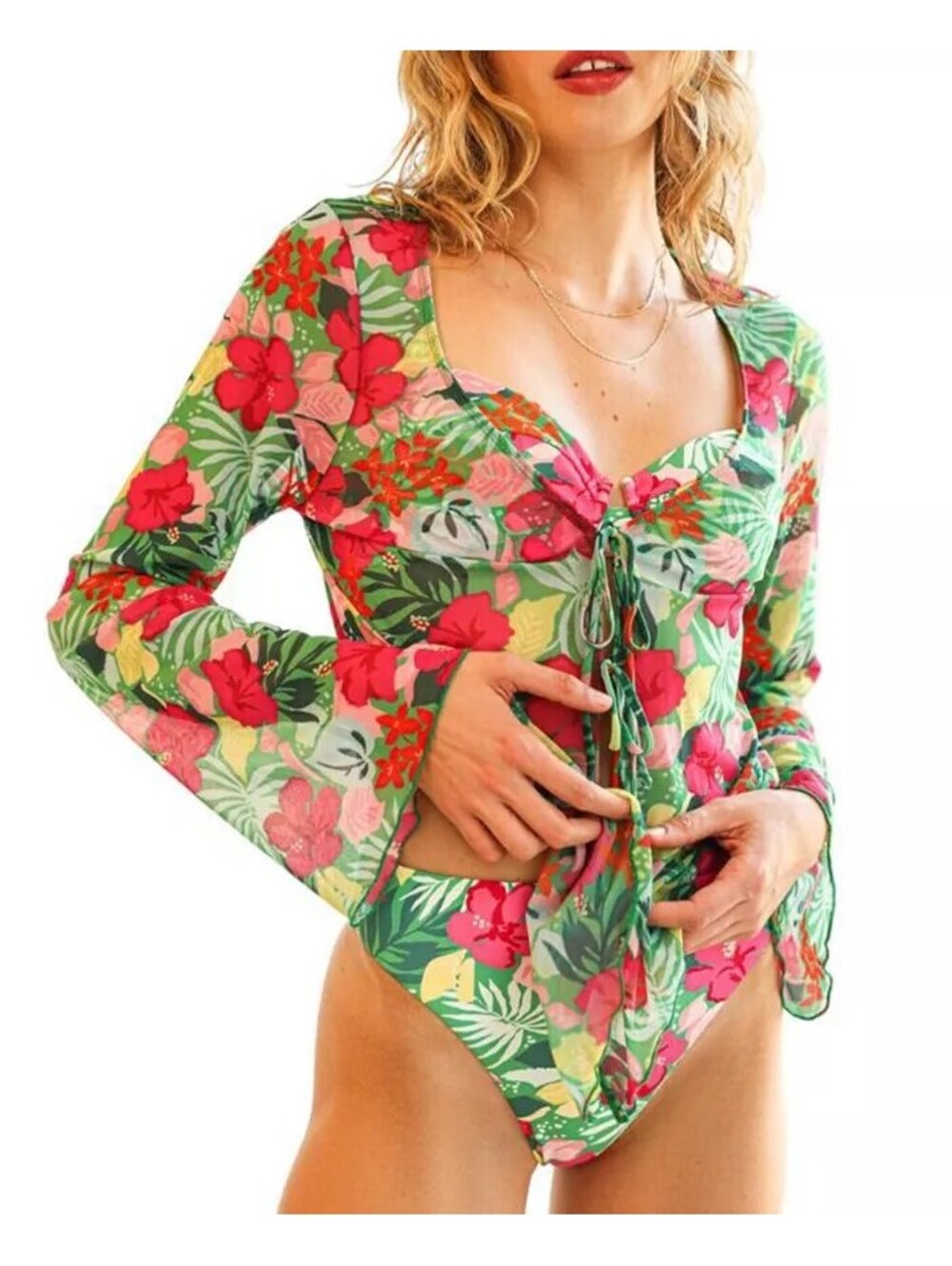 Made in USA Anthropologie Coverup Tropical Blouse, Size S